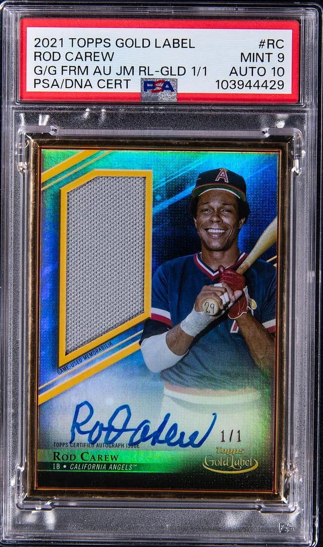 2021 Topps Gold Label Rod Carew Golden Greats Framed Autograph Jumbo Relics #GLAJR- card image
