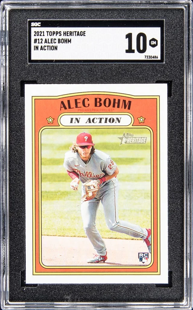 2021 Topps Heritage Alec Bohm, In Action #12 card image