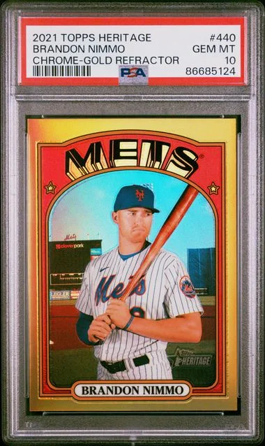 2021 Topps Heritage Brandon Nimmo Chrome-Gold Refractor #440 card image