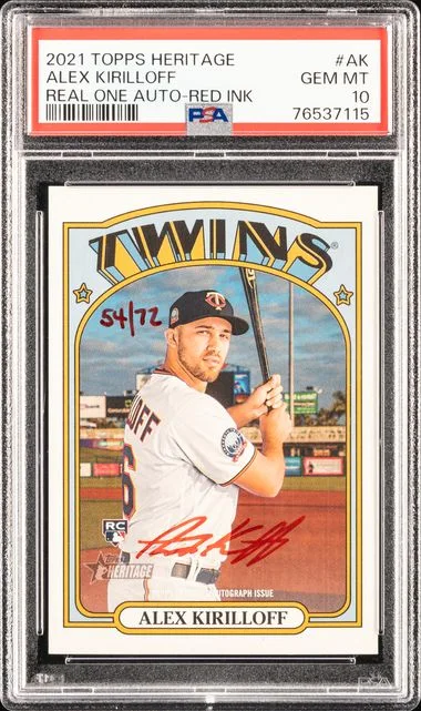 2021 Topps Heritage Real One Alex Kirilloff Autographs Red Ink #ROA-AK card image