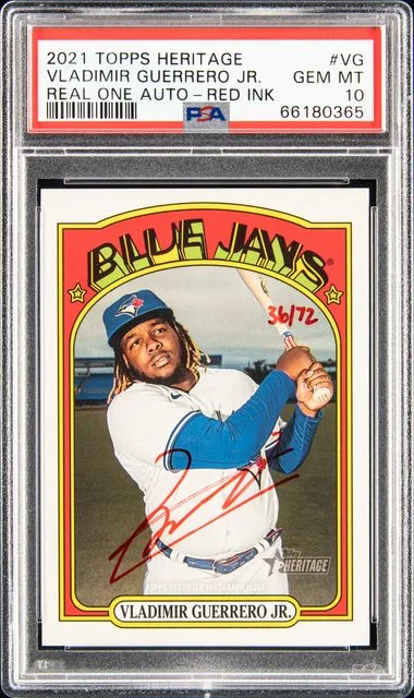 2021 Topps Heritage Real One Autographs Red Ink Vg Vladimir Guerrero Jr. #no-number card image