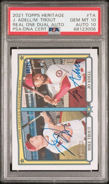 2021 Topps Heritage Real One Jo Adell/Mike Trout Dual Autographs #RODA-TA card image