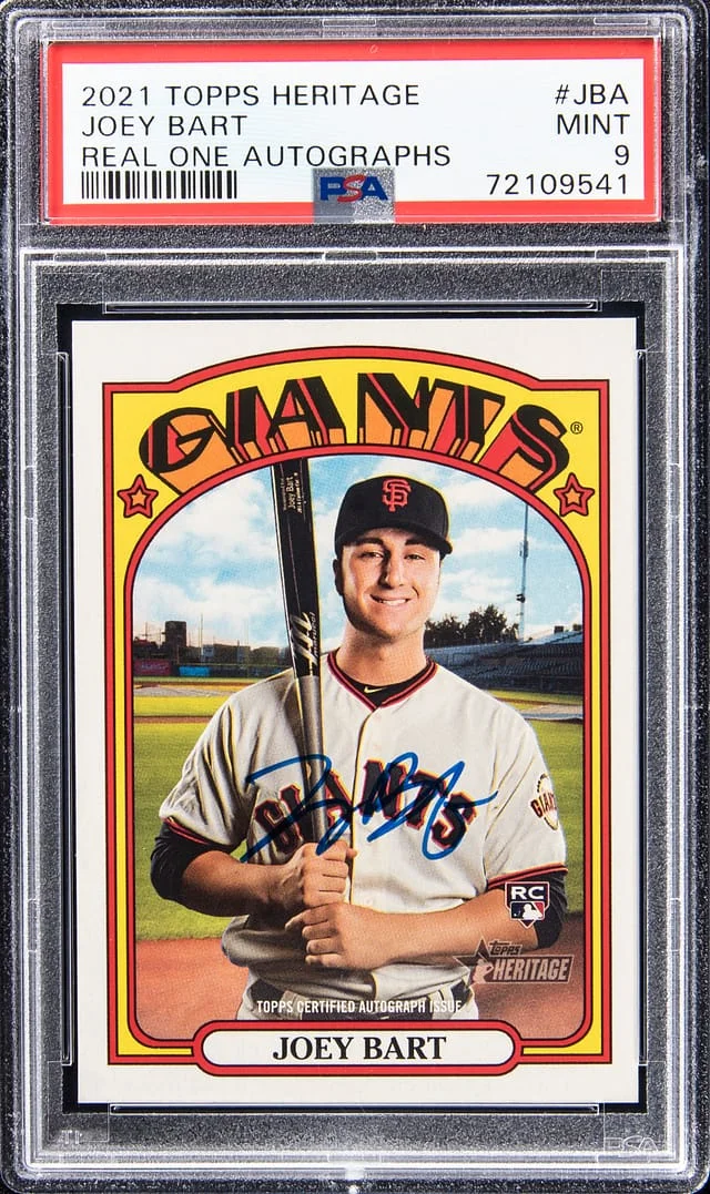 2021 Topps Heritage Real One Joey Bart Autographs Red Ink #JBA card image
