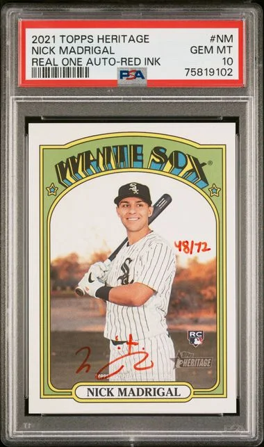 2021 Topps Heritage Real One Nick Madrigal Autographs Red Ink #NM card image