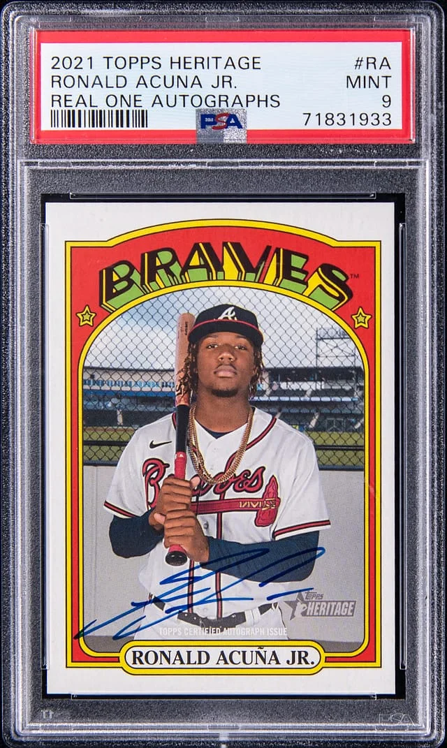 2021 Topps Heritage Real One Ronald Acuna Jr. Autograph #ROA-RA card image