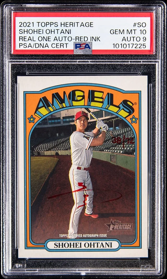 2021 Topps Heritage Shohei Ohtani Autograph Red Ink #ROA-SO card image