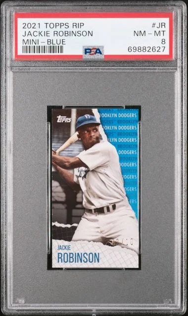 2021 Topps Jackie Robinson Rip Mini Blue #MRIP-JR card image