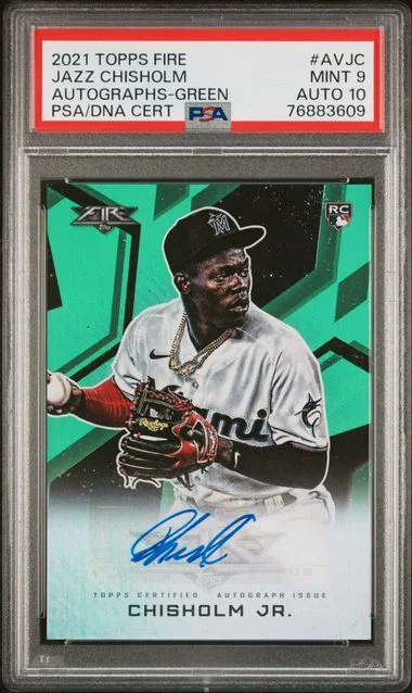 2021 Topps Jazz Chisholm Jr Fire Autographs Green #AVJC card image