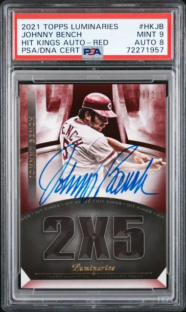 2021 Topps Johnny Bench Luminaries Hit Kings Autographs Red #Hkjb card image