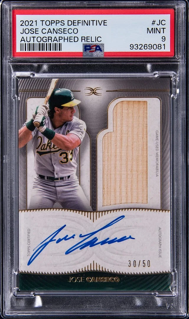2021 Topps Jose Canseco Definitive Autographed Relic #JC card image