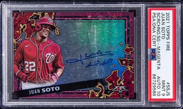 2021 Topps Juan Soto Fire Scorching Signature Magenta #SS-JS card image