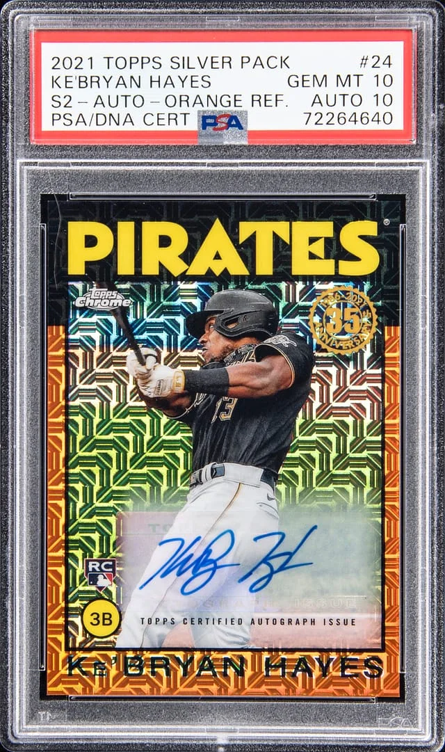 2021 Topps Ke'Bryan Hayes Silver Pack Series 2 Autograph Orange Refractor #86TC-24 card image