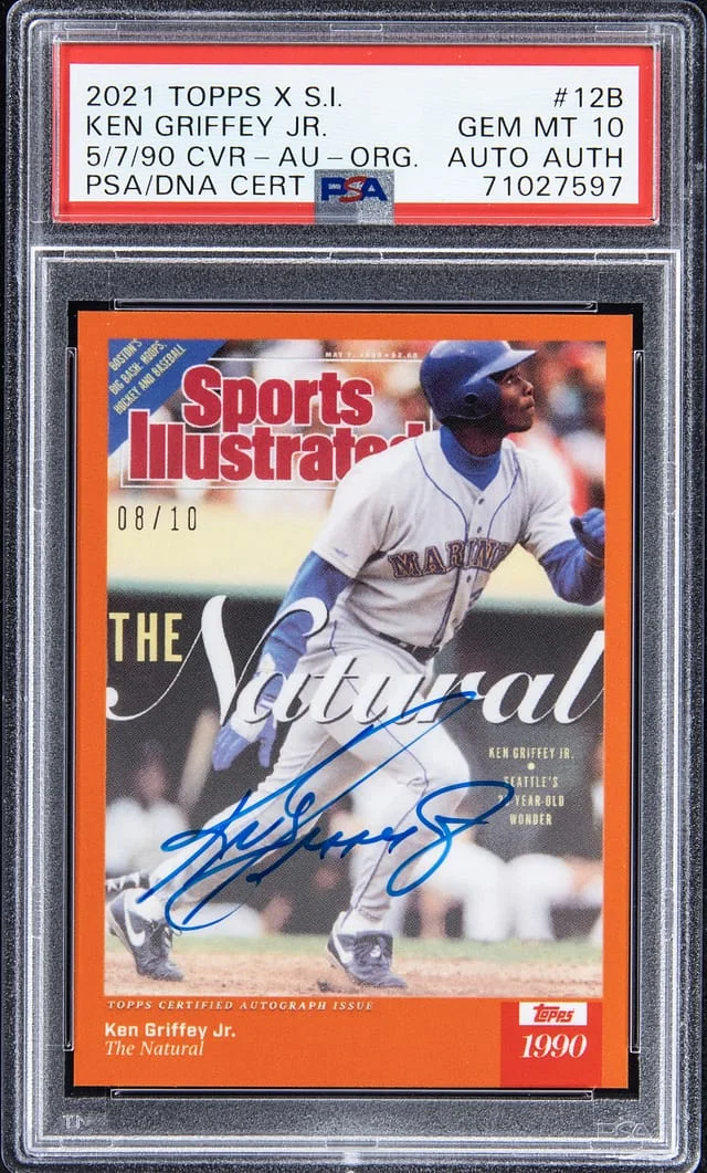 2021 Topps Ken Griffey Jr. X S.I. 5/7/90 Cover Autograph Orange #12B card image