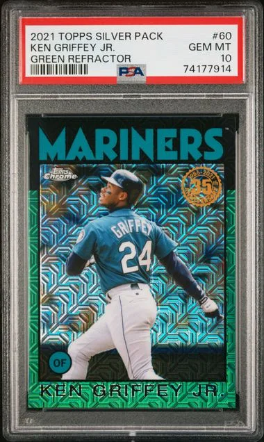 2021 Topps Ken Griffey Jr. Silver Pack 1986 Chrome Promo Green Refractor #86BC-60 card image