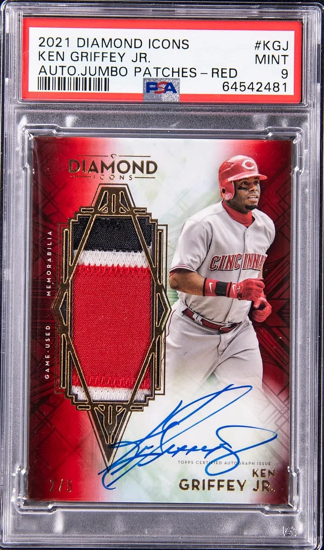 2021 Topps Ken Griffey Jr. Diamond Icons Autograph Jumbo Patches Red #AJP-KGJ card image