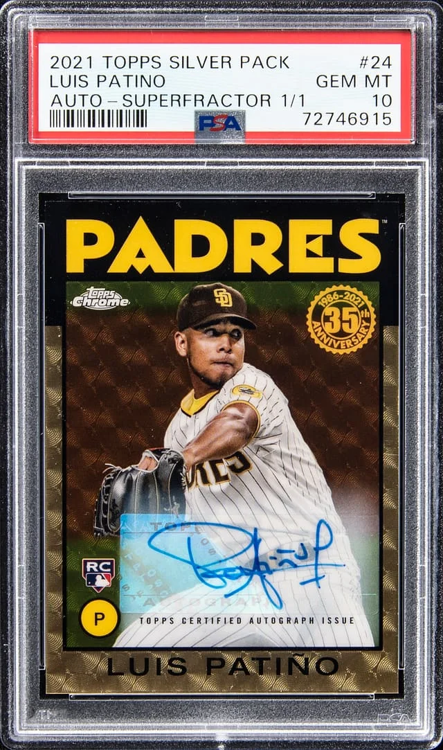2021 Topps Luis Patino Silver Pack Autograph Superfractor #86BC-24 card image