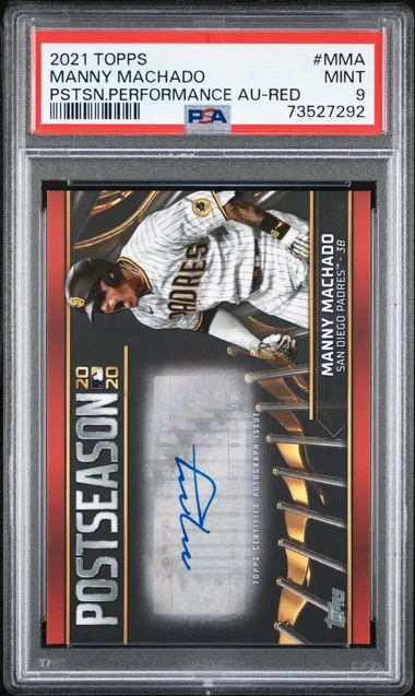 2021 Topps Manny Machado Postseason Performance Autographs Red #PPA-MMA card image