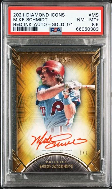 2021 Topps Mike Schmidt Diamond Icons Red Ink Autographs #MS card image
