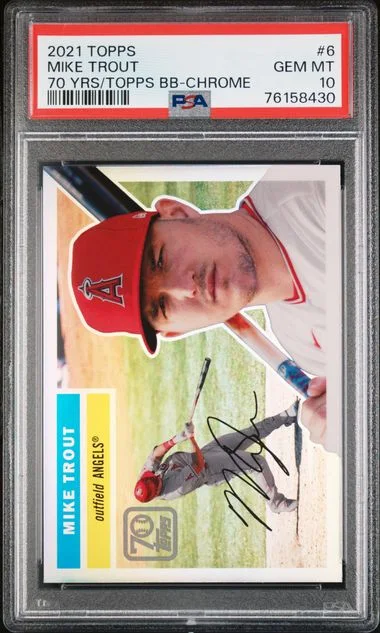 2021 Topps Mike Trout 70 Years Of Topps Baseball Chrome #70YTC-6 card image
