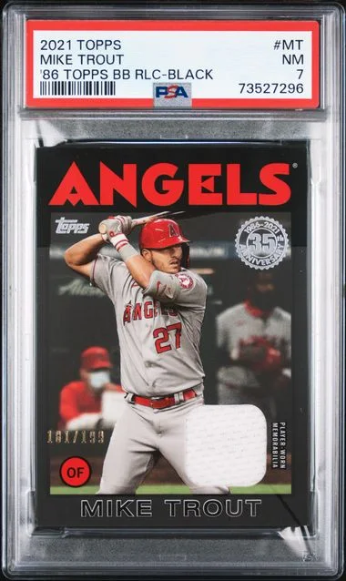 2021 Topps Mike Trout 1986 Topps Baseball Relics Black #86R-MT card image