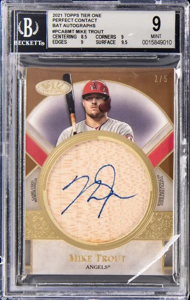 2021 Topps Mike Trout Tier One Perfect Contact Bat Autographs #PCAB-MT card image