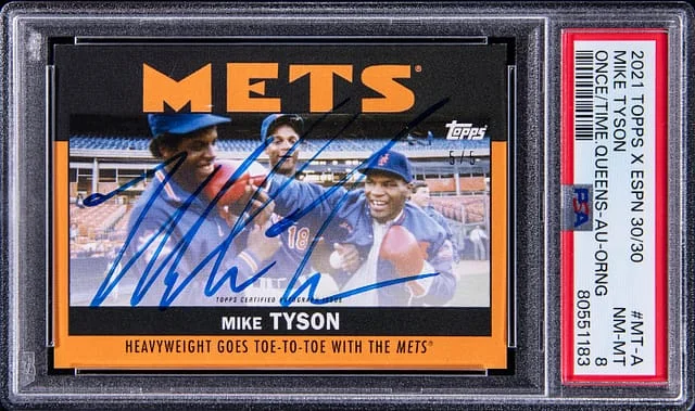 2021 Topps Mike Tyson X ESPN 30 For 30 Once Upon A Time In Queens Autograph-Blue/Orange #MT-A card image