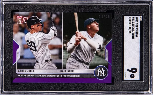 2021 Topps Now Aaron Judge/Babe Ruth Purple #613 card image