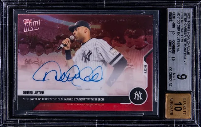 2021 Topps Now Derek Jeter Chrome Jeter Career Retrospective Red Refractors #DJ-150 card image