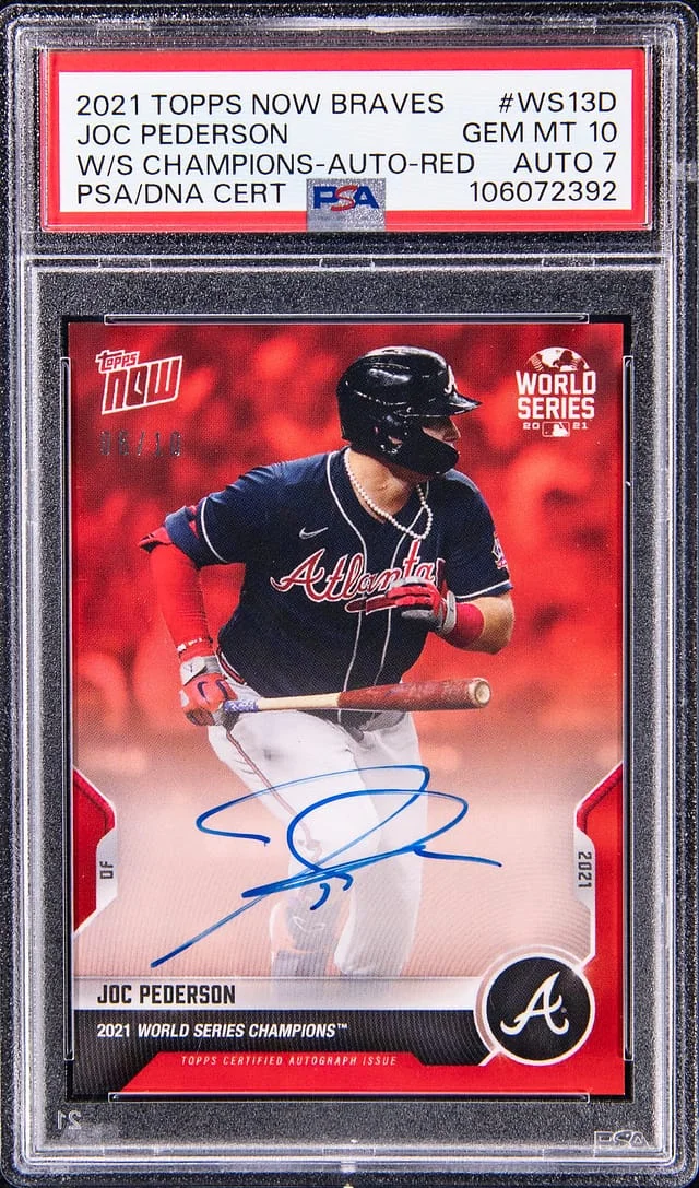 2021 Topps Now Joc Pederson Braves World Series Champions Autograph Red #WS-13D card image