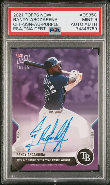 2021 Topps Now Randy Arozarena Off-Season Autograph-Purple #Os35C card image