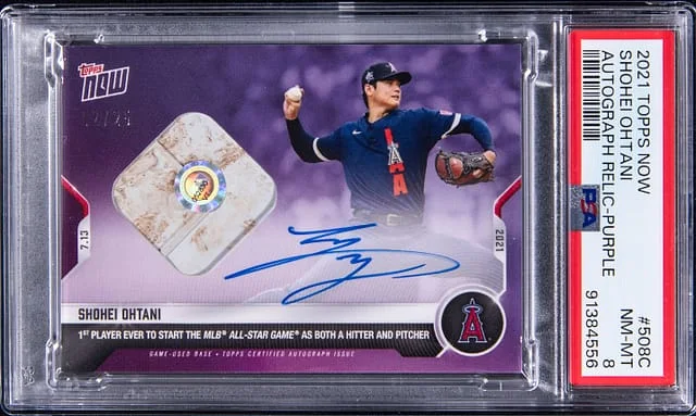 2021 Topps Now Shohei Ohtani Autograph Relic Purple #508C card image