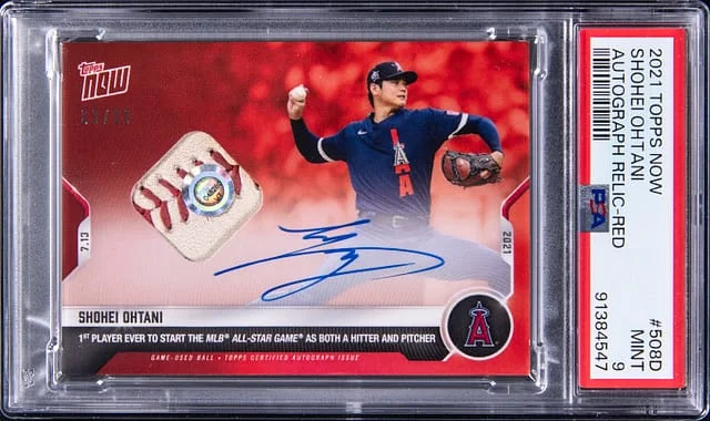 2021 Topps Now Shohei Ohtani Autograph Relic Red #508D card image