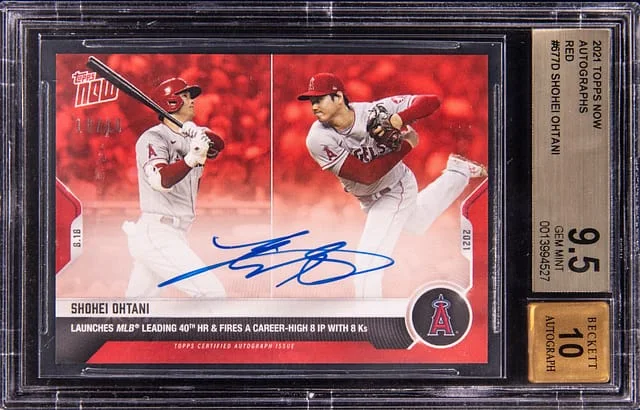 2021 Topps Now Shohei Ohtani Autographs Red #667D card image