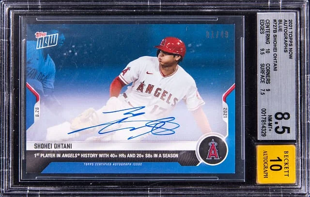 2021 Topps Now Shohei Ohtani Autographs Blue #727B card image