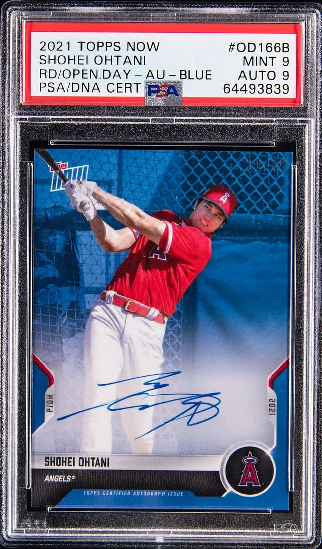 2021 Topps Now Shohei Ohtani Road To Opening Day Autograph Blue #OD-166B card image