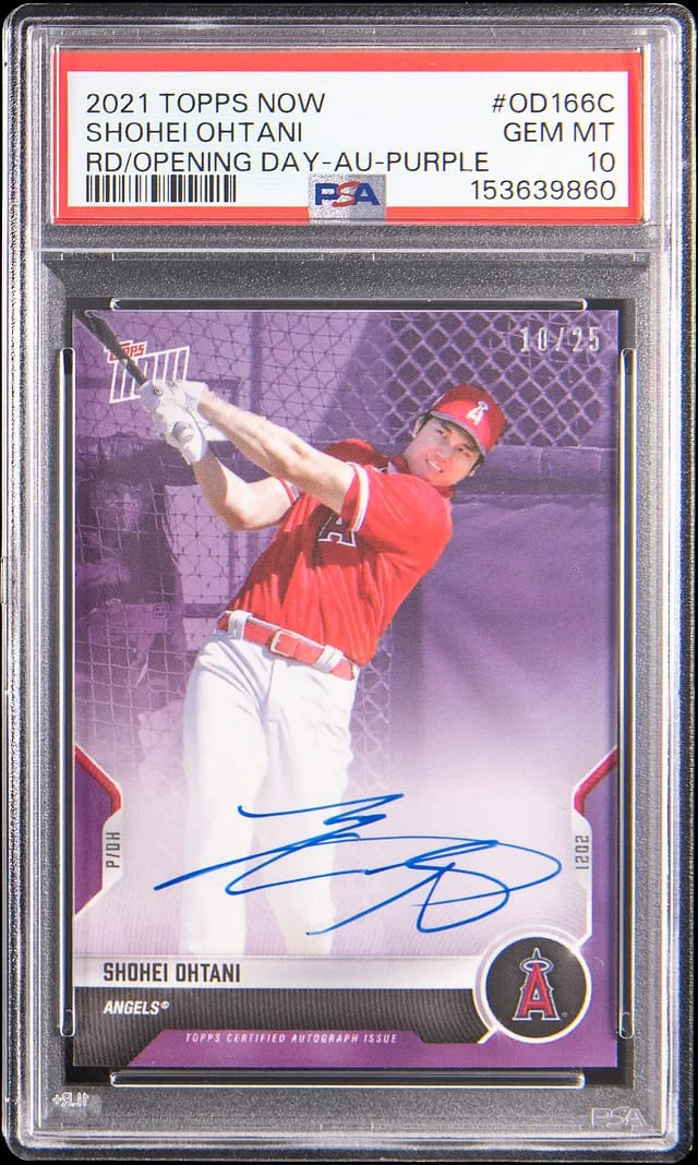 2021 Topps Now Shohei Ohtani Road to Opening Day Autographs Purple #OD-166C card image