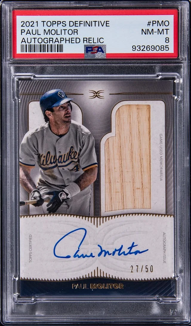 2021 Topps Paul Molitor Definitive Autographed Relic #PMO card image