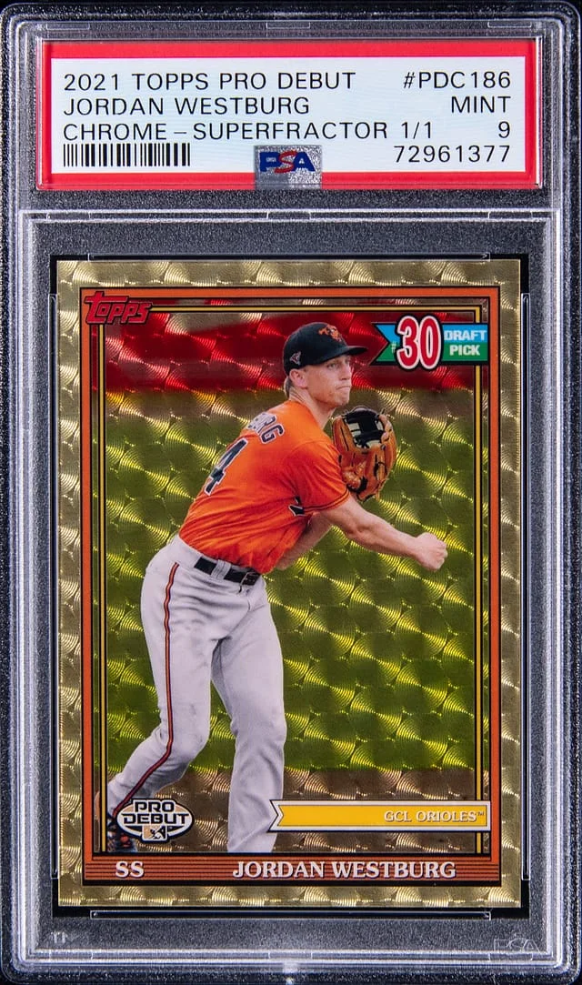 2021 Topps Pro Debut Jordan Westburg (#1/) Chrome Superfractor #PDC186 card image