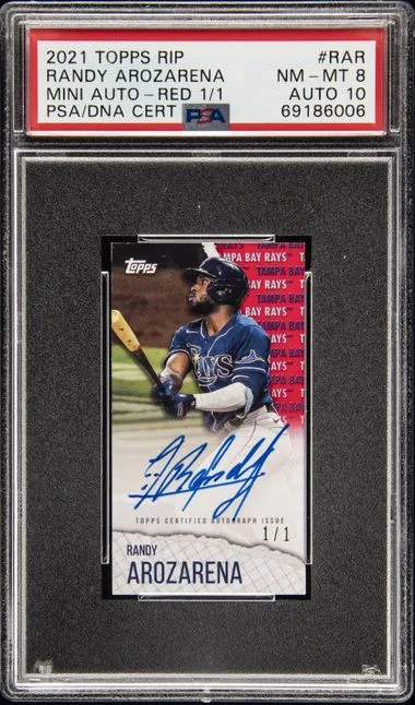 2021 Topps Randy Arozarena Rip Mini Autographs Red #R-AR card image