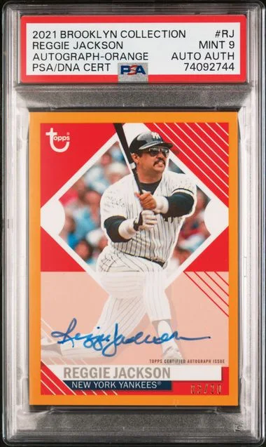 2021 Topps Reggie Jackson Brooklyn Collection Autograph Orange #BKA-RJ card image