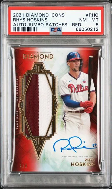 2021 Topps Rhys Hoskins Diamond Icons Autographed Jumbo Patches #RHO card image