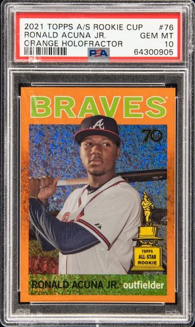 2021 Topps Ronald Acuna Jr. All-Star Cup Orange Holofractor #76 card image