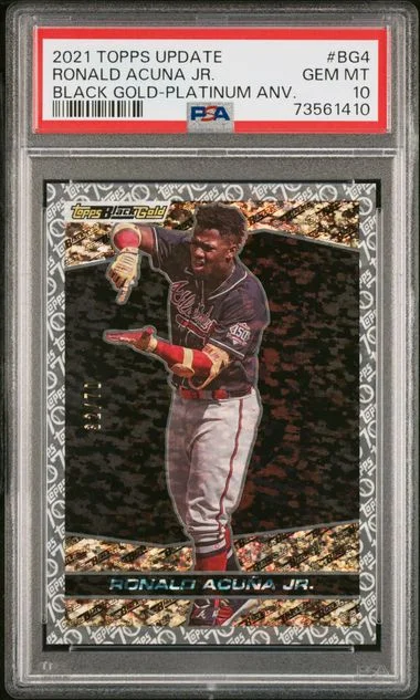 2021 Topps Ronald Acuna Jr. Black Gold Platinum Anniversary #BG-4 card image