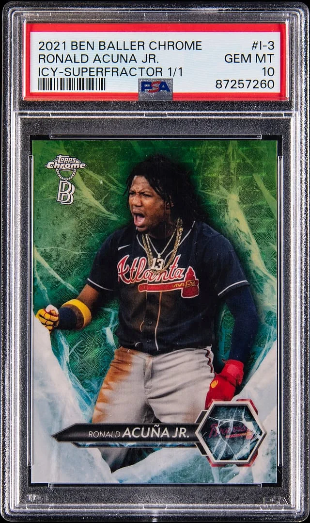2021 Topps Ronald Acuna Jr. Ben Baller Chrome Icy SuperFractor #I-3 card image