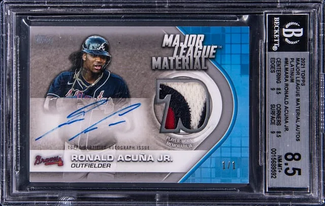 2021 Topps Ronald Acuna Jr. Major League Material Autograph Platinum #MLMA-RA card image