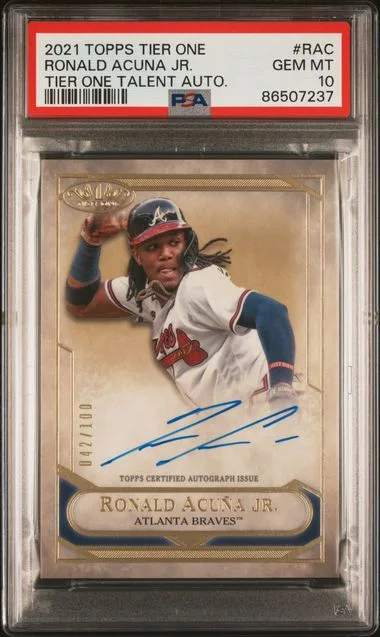 2021 Topps Ronald Acuna Jr. Tier One Tier One Talent Autographs #RAC card image
