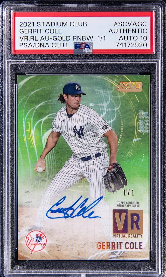 2021 Topps Stadium Club Gerrit Cole Virtual Reality Autograph Gold Rainbow #SCVA-GC card image