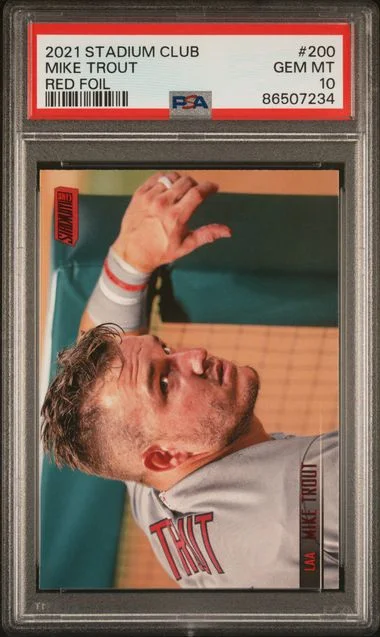 2021 Topps Stadium Club Mike Trout Red Foil #200 card image