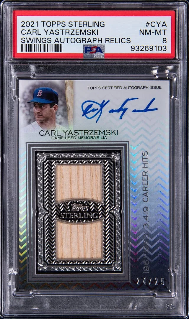 2021 Topps Sterling Carl Yastrzemski Swings Autograph Relics #SWAR-CYA card image
