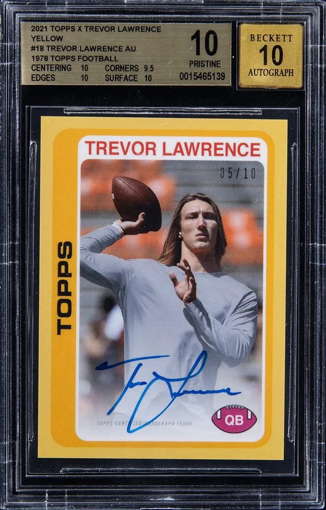 2021 Topps Trevor Lawrence X 1978 Topps Football Autograph Yellow #18-A card image